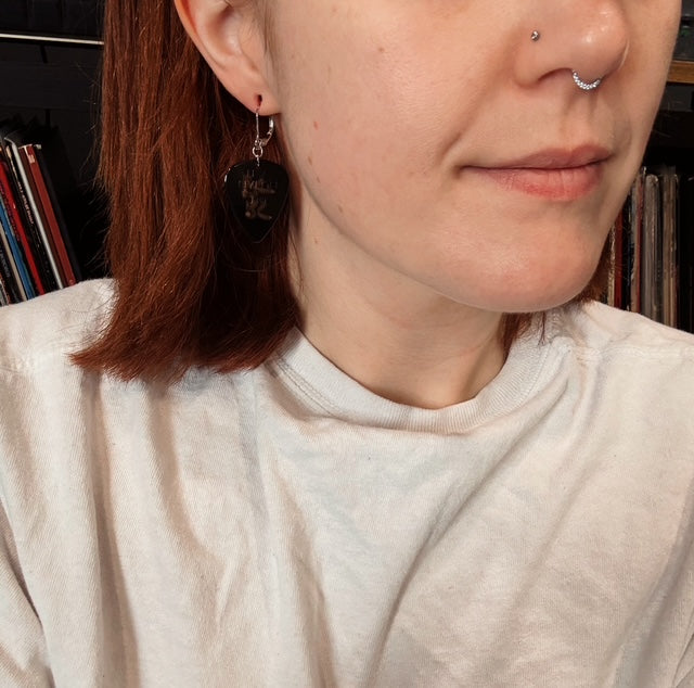Linh Le Signed Bass Pick Earrings