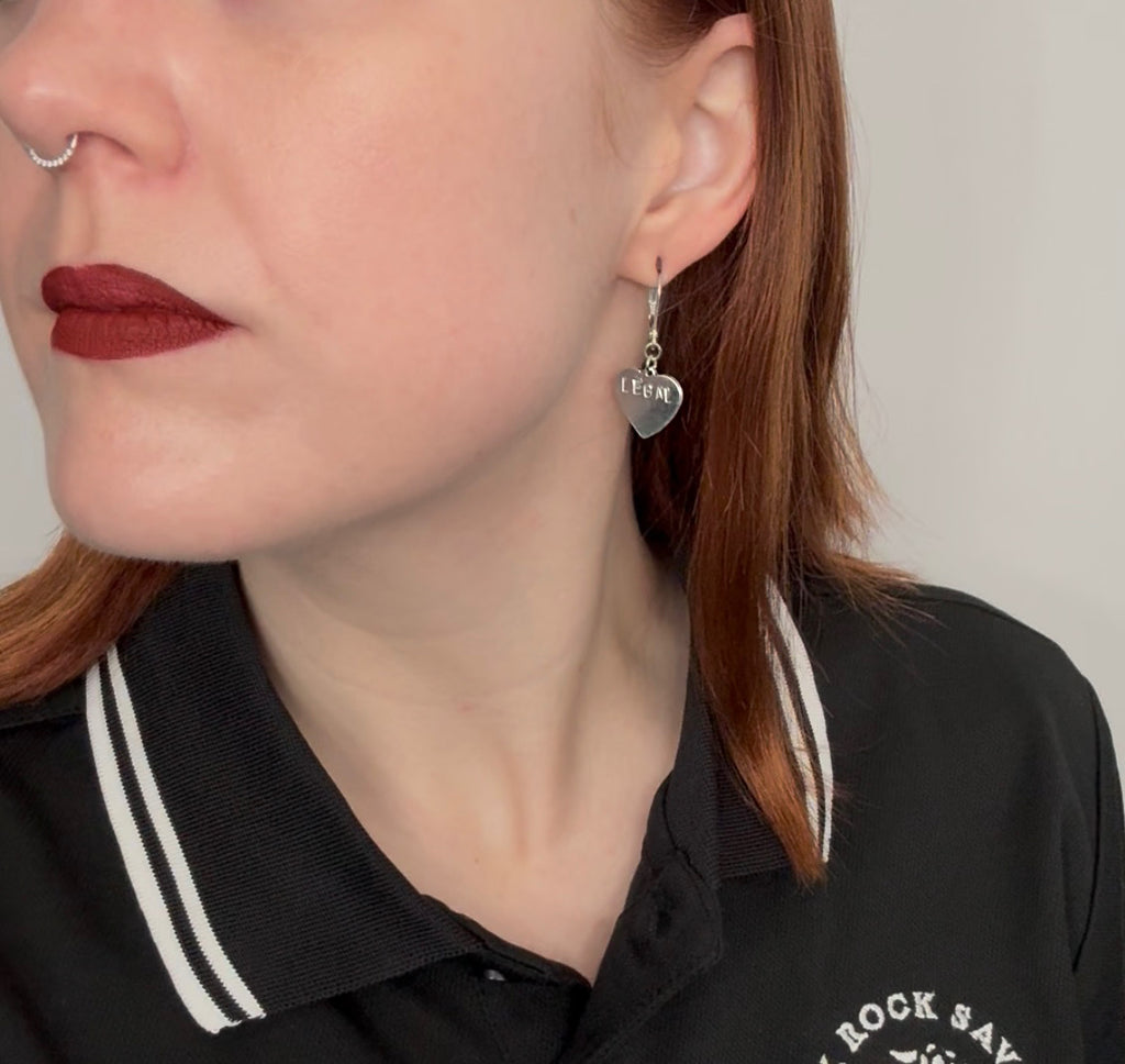 Safe and Legal Heart Earrings
