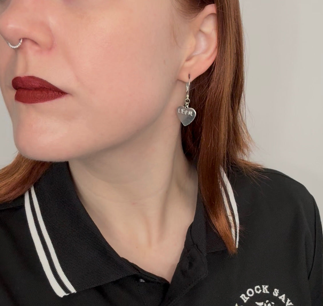 Safe and Legal Heart Earrings