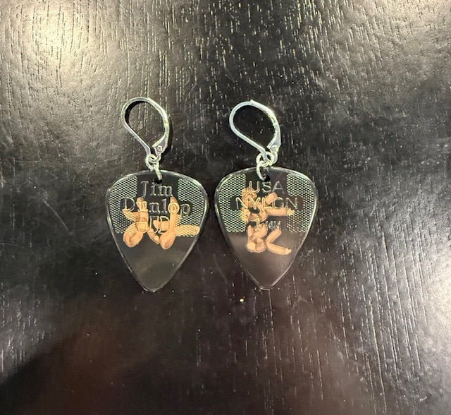 Linh Le Signed Bass Pick Earrings