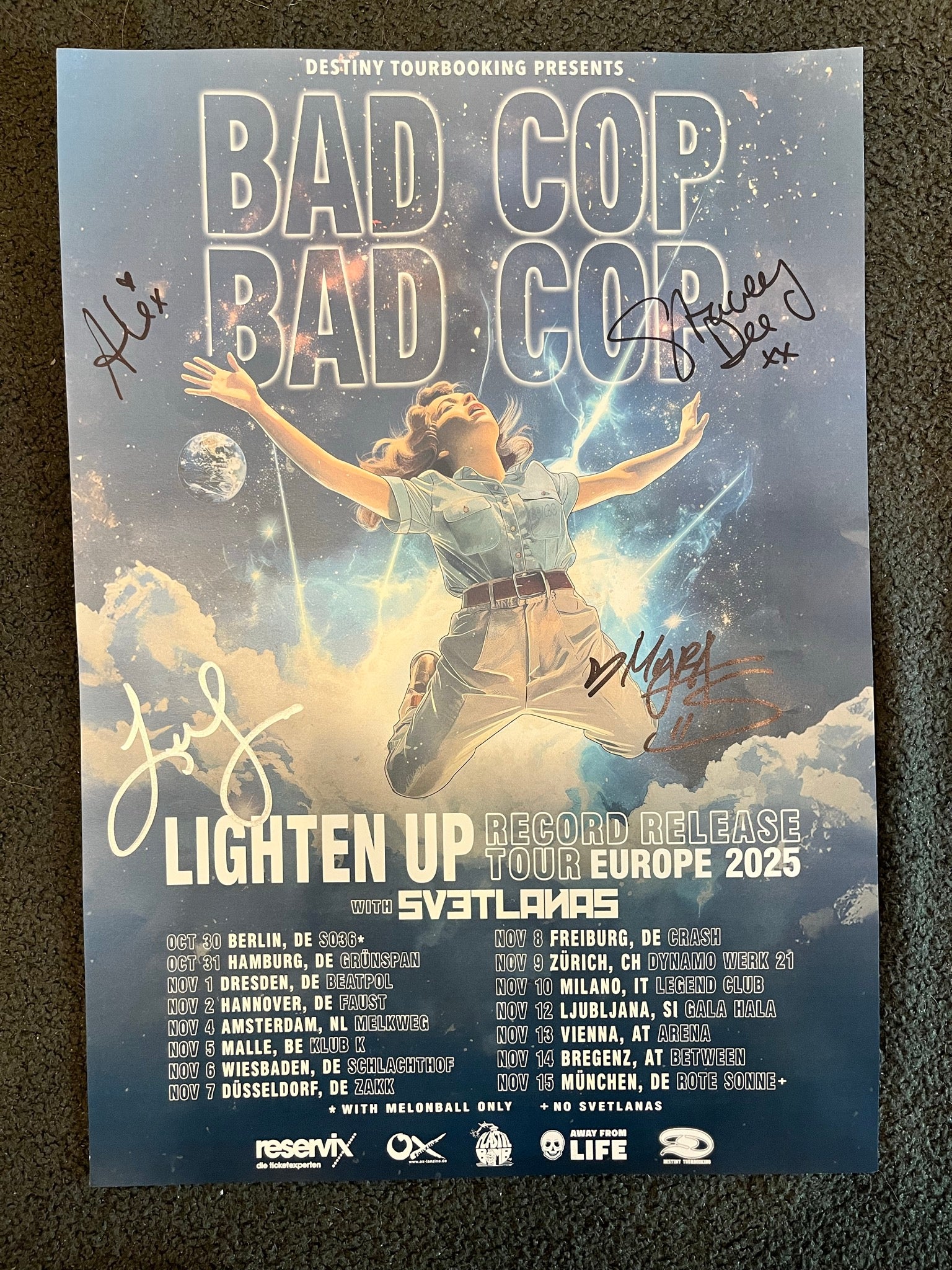 LIMITED SIGNED Bad Cop Bad Cop "Lighten Up" Euro Tour Poster